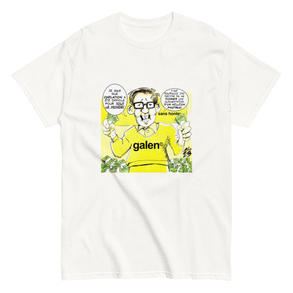 T-shirt caricature « Sans honte »