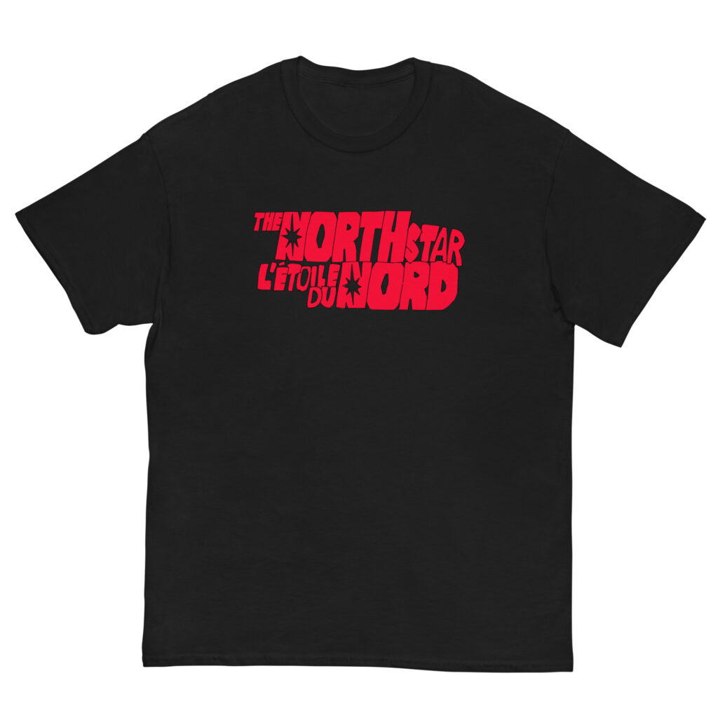 Bilingual unisex tee, cartoon style | T-shirt unisexe bilingue, style bande-dessinée