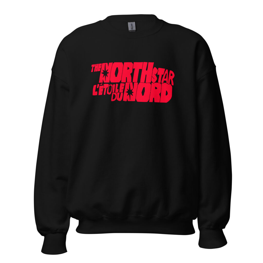 Bilingual unisex sweatshirt, cartoon style | Sweat-shirt unisexe bilingue, style bande-dessinée